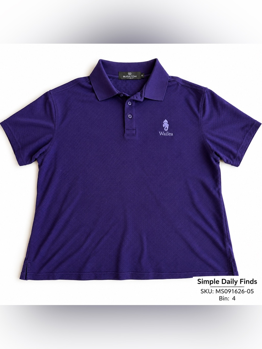 Bugatchi Uomo XL Purple Wailea Maui Egyptian Cotton Polo